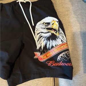 Budweiser Black Shorts with Bold Eagle Design
